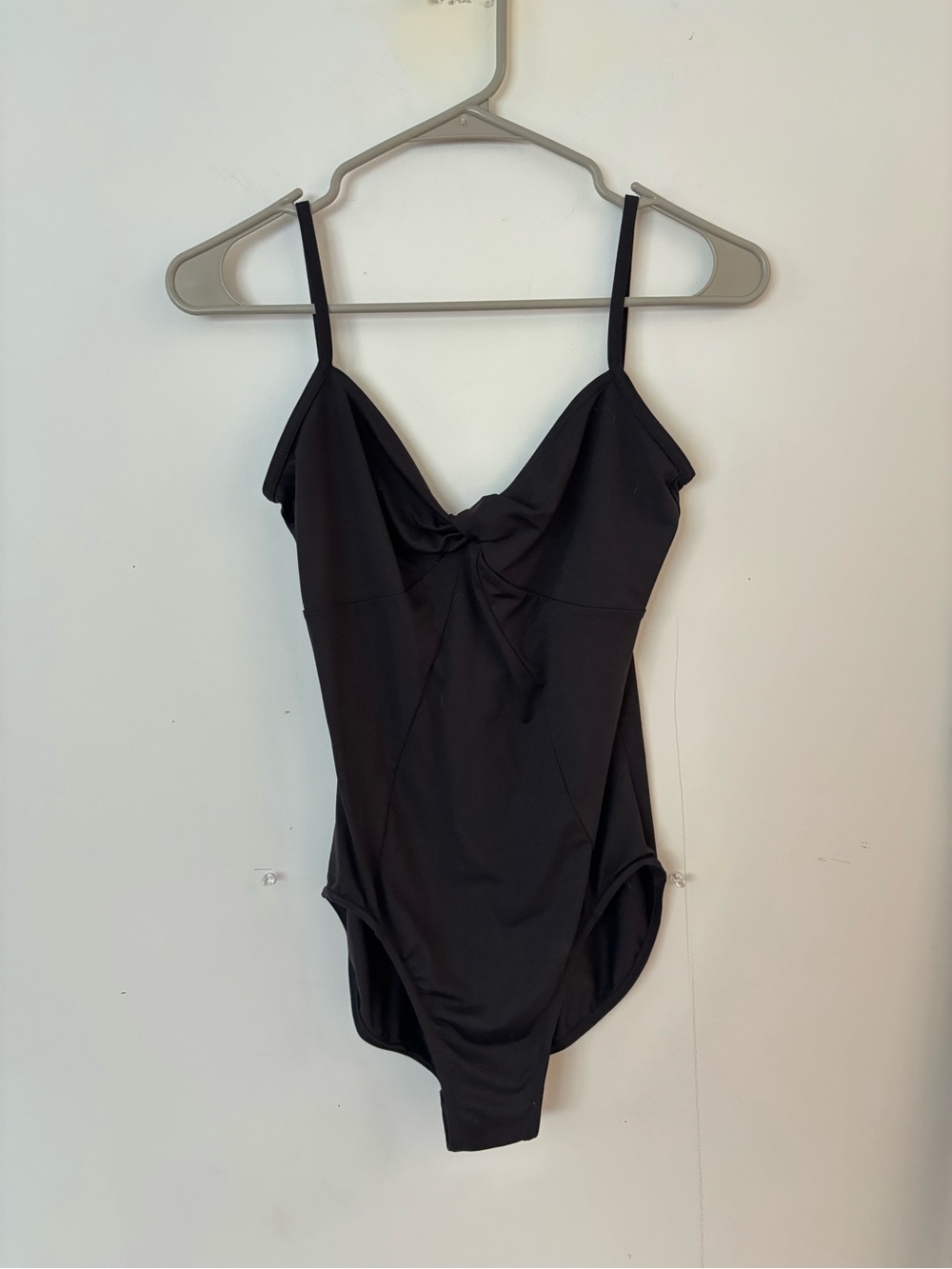mirella ballet ballerina black twist front tight black leotard bodysuit 🩰